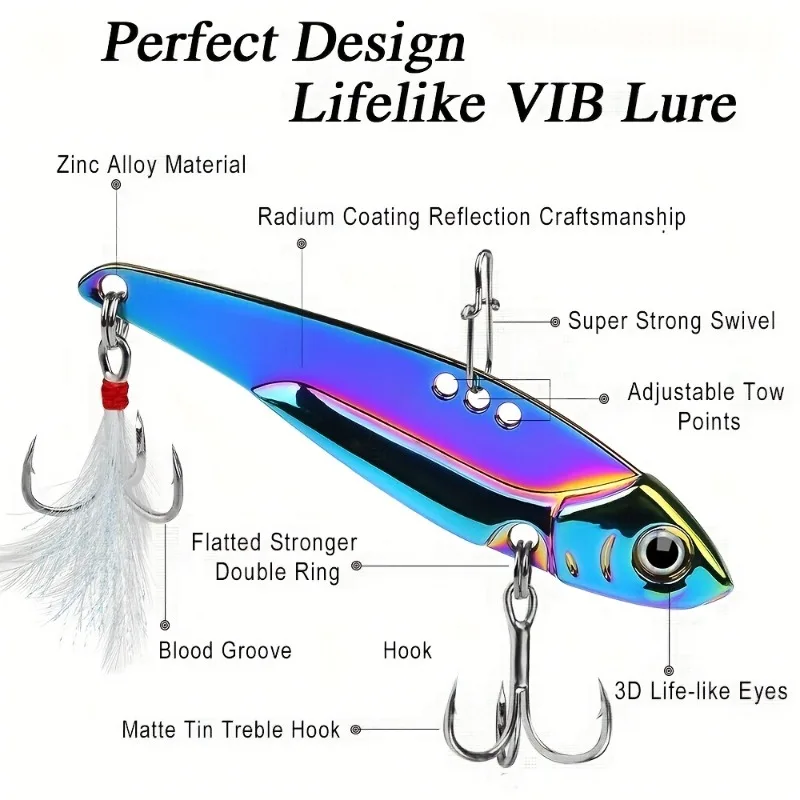 الملونة الاهتزاز الترتر 5 جرام-20 جرام طويلة الصب VIB الصيد إغراء الاصطناعي باس الطعم غرق سبينر ملعقة سويم #5