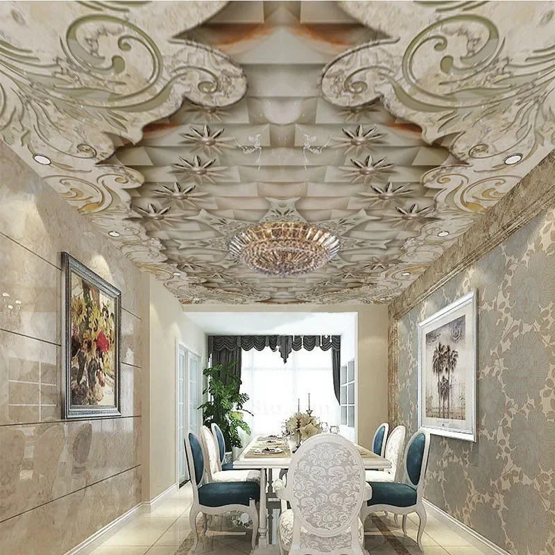 

Photo Wallpaper 3D Luxury Marble Ceiling Murals Living Room Bedroom Dining Room Home Decor Fresco Papel De Parede Wallpapers 3 D