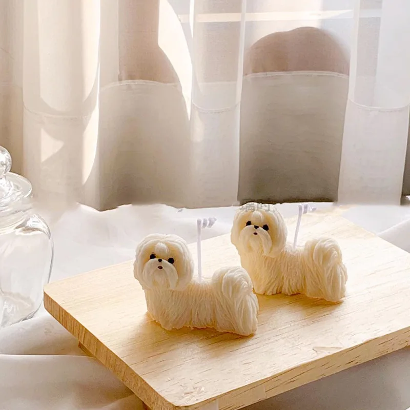 3D Shih Tzu Cute Dog Aromatherapy Plaster Handmade Soap Mold Candle Mold Chocolate Baking Cake Decoration Silicone Mold