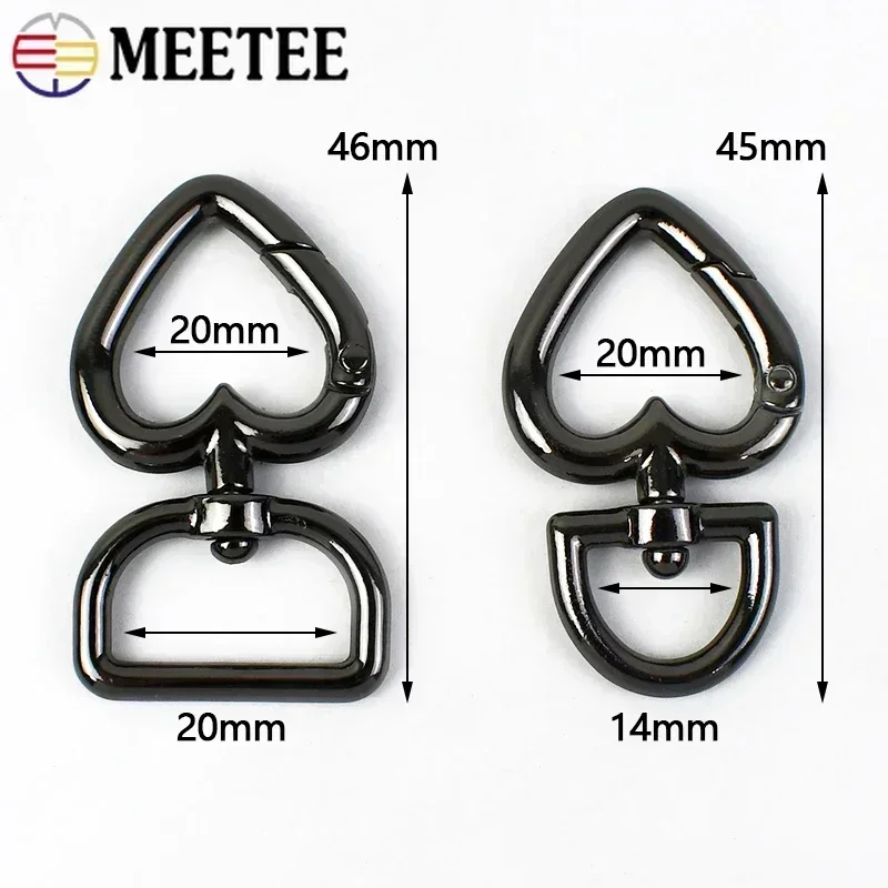 5-30Pcs Meetee 13/20mm Metal Buckles For Bag Strap Heart Ring Lobster Clasp Dog Collar Chain Snap Hooks DIY Hardware Accessories