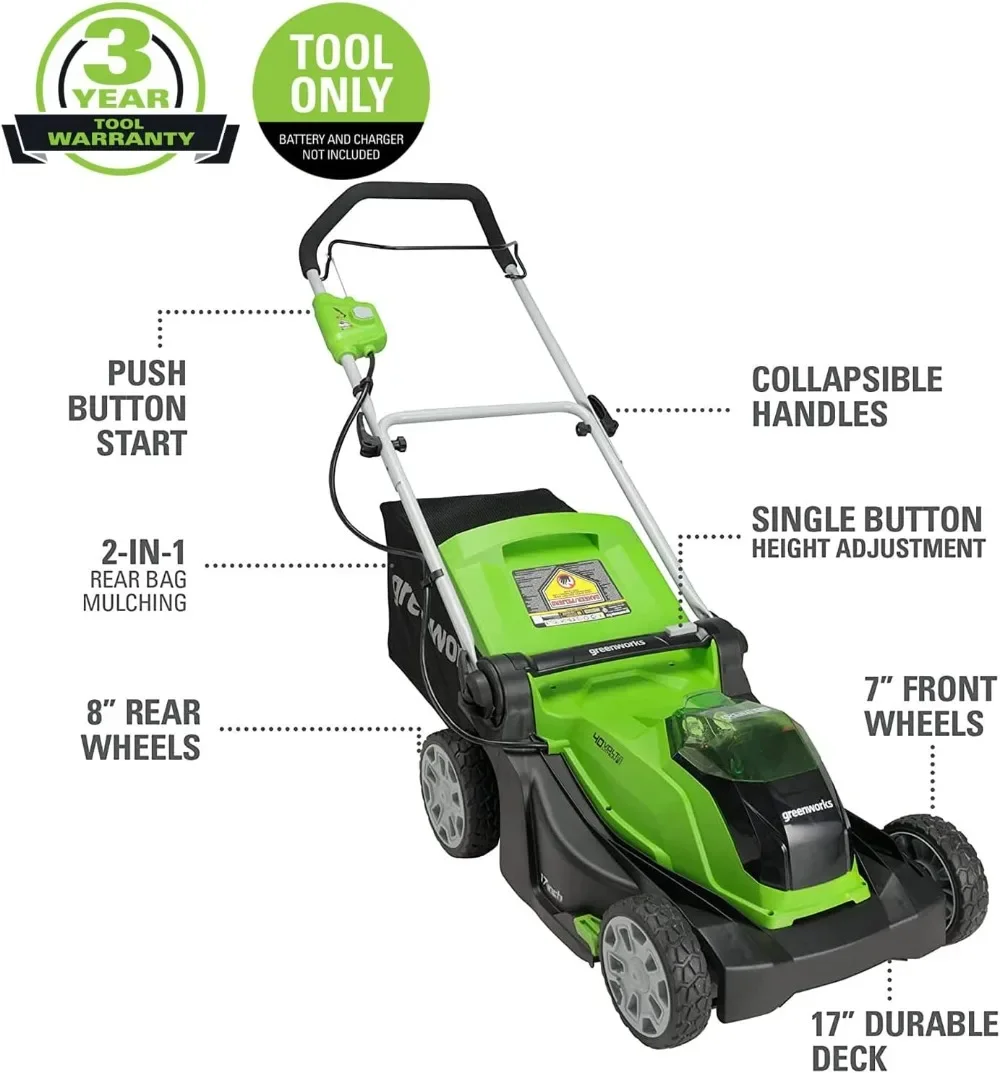 40V 17 inch Cordless Lawn Mower,Tool Only, MO40B01