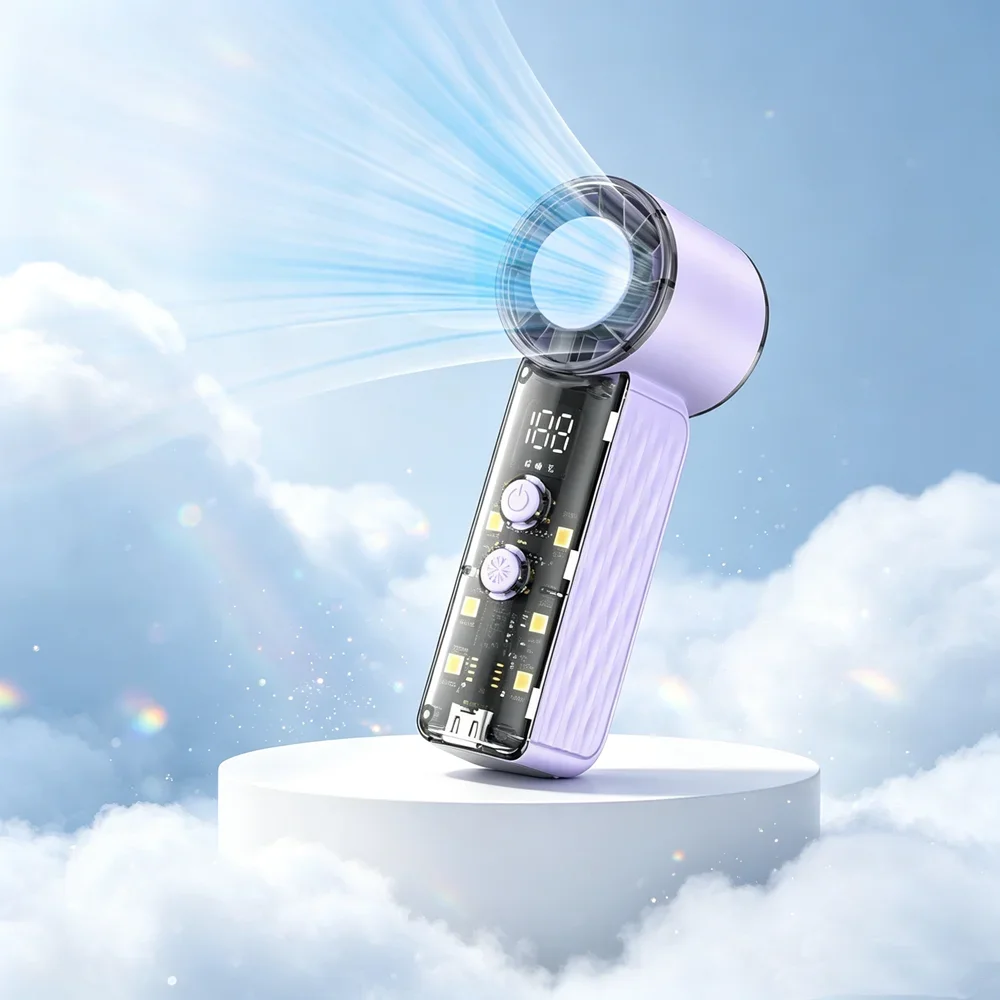 New Portable Handheld Fan Digital Display USB Rechargeable High Speed Turbo Cooling Fan For Home Outdoor Travel