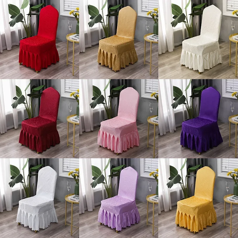 

Universal Fit Chair Cover Jacquard Damask Pattern Decoration for Hotel Banquet and Wedding Events Birthday Party Holiday