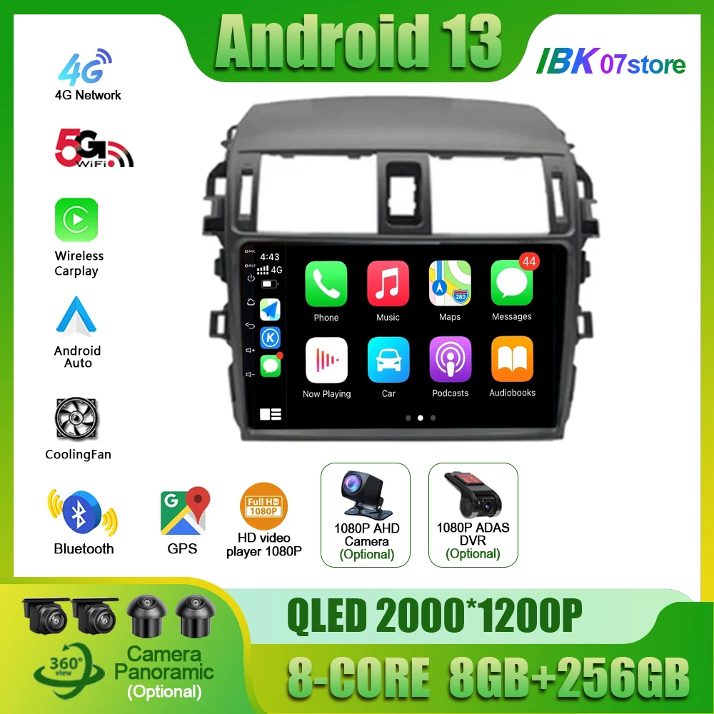 

Android 13 For Toyota Corolla E140 E150 2006-2013 Car Radio Navigation Corolla Multimedia Wireless Apple Carplay Screen Stereo