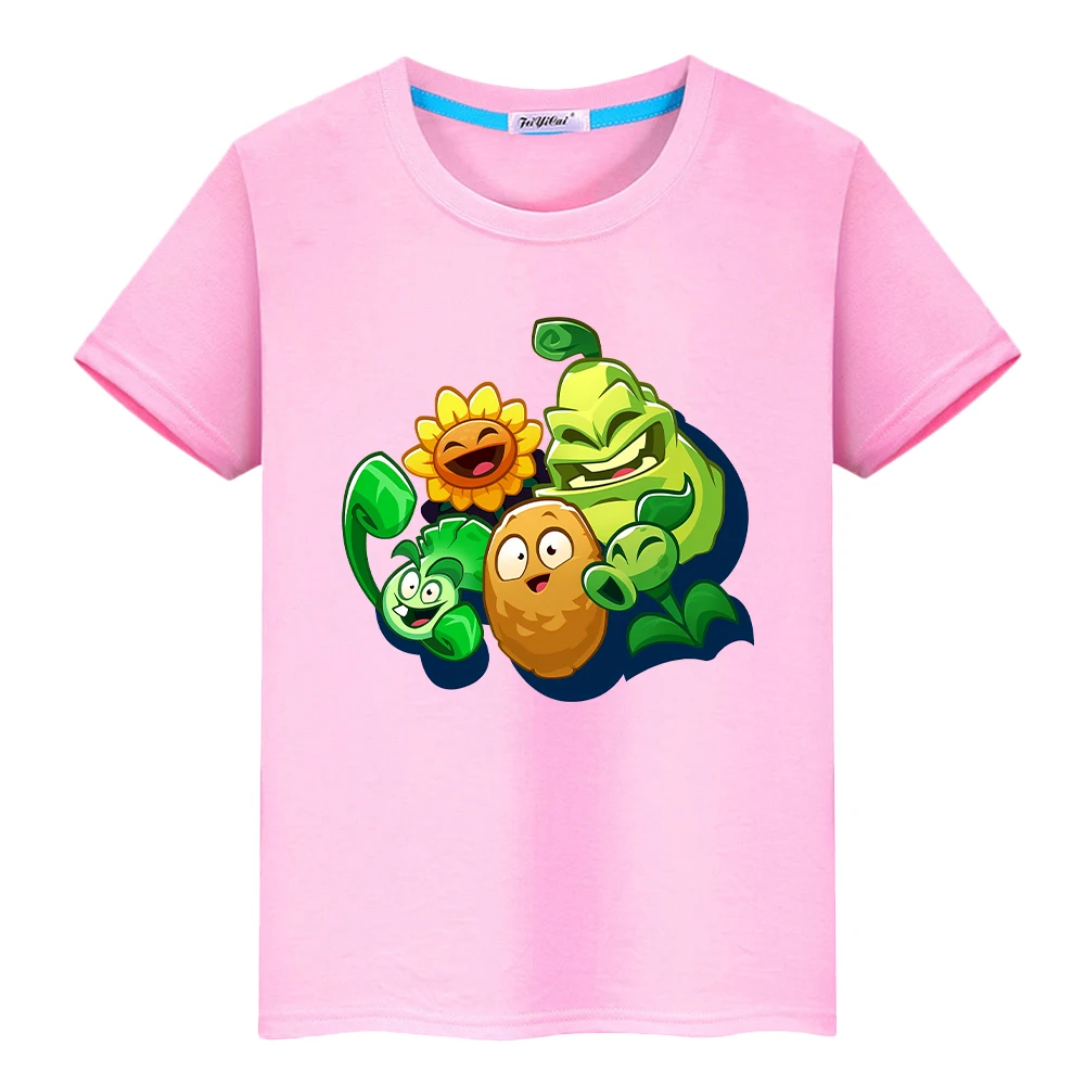 تي شيرت مطبوع عليه نباتات ضد الزومبي للأطفال الأولاد 10 سنوات ملابس أنيمي 100% قطن كاواي قصيرة فخر تي شيرت y2k قطعة واحدة ملابس الفتيات