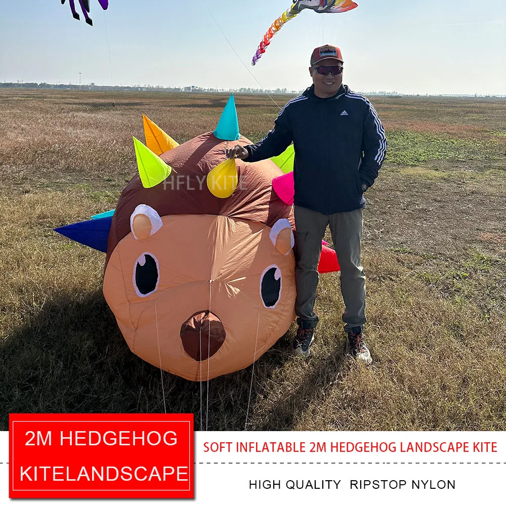 

HFLY New Arrival Soft Inflatable 2m Hedgehog Kite Landscape for Adults High Quality 40D Nylon Animal Show Landscape kite