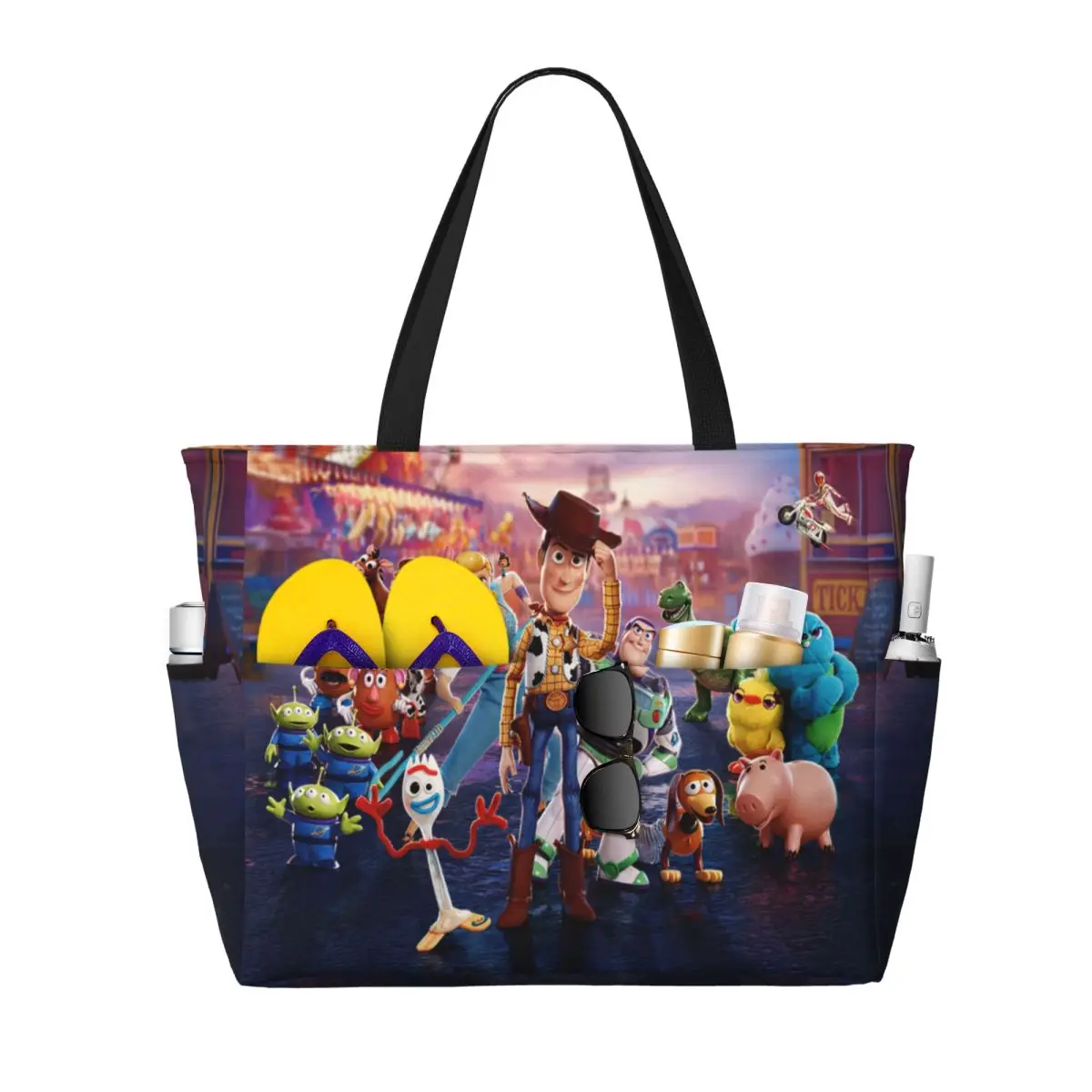 Custom Woody And Forky Toy Story Grocery Shopping Tote Bag Women Big Capacity Cartoon Gym Beach Travel Bags