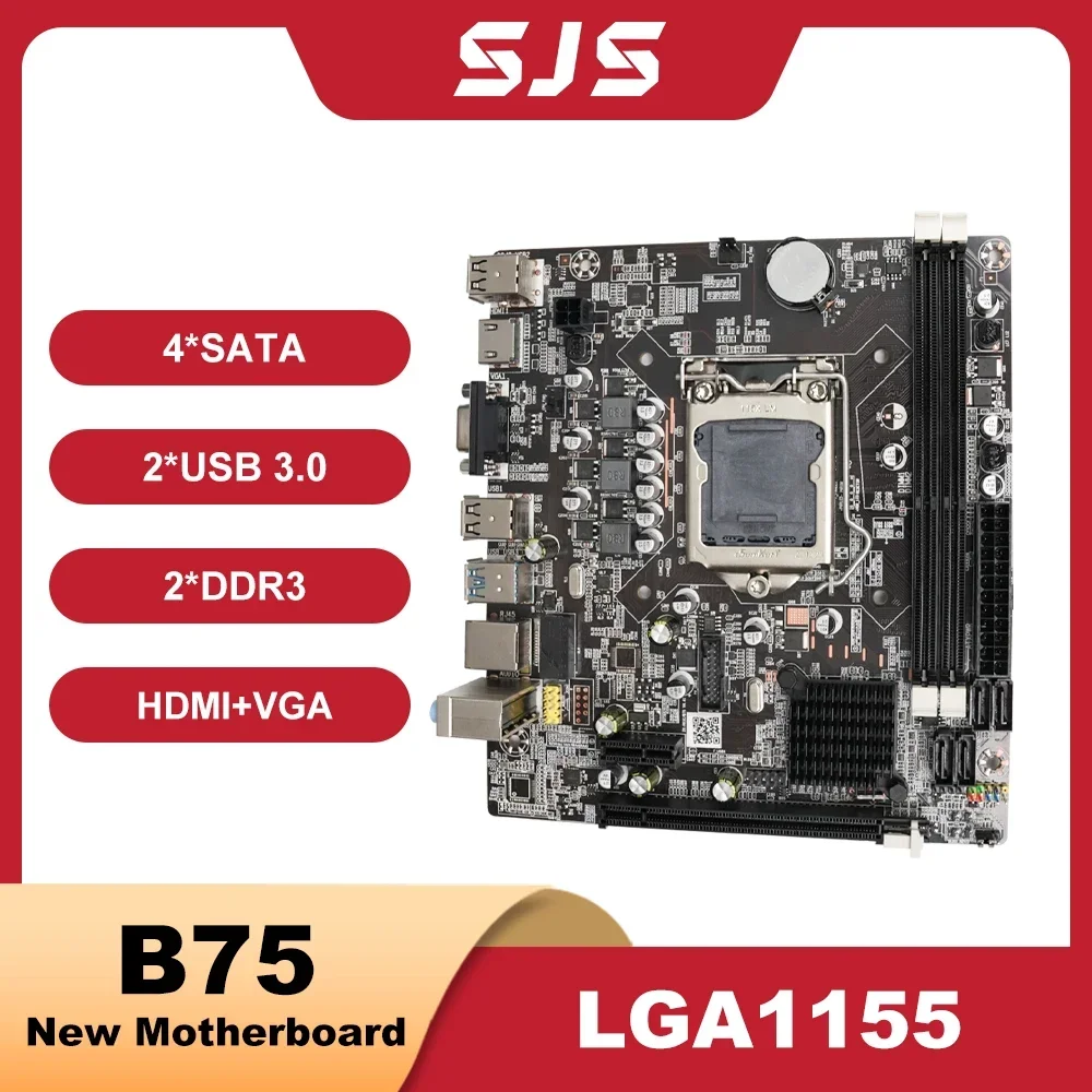 

SEJISHI SJS B75 ITX Motherboard Celeron CPU Desktop PCIE 3.0 x16 For Intel LGA 1155 Core i7 i5 i3 Placa Mae Chipset HDMI VGA Por