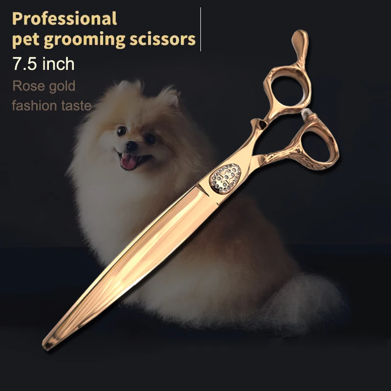Pet Grooming Scissors JP440C Stainless Steel, Suitable for Dogs and Mammals, 7Inch Parallel Trimming, Gold Straight Scissors,