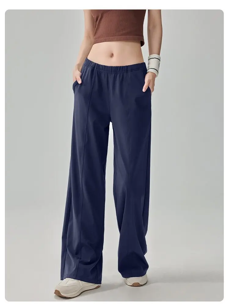 Lässige Yoga-Hosen für Damen, schnelltrocknende, weit geschnittene Hosen, ideal zum Laufen, für Pilates, Fitness, gerade geschnitten, locker sitzende Sport- und Fitnesshosen, Leggings. – Detail 6