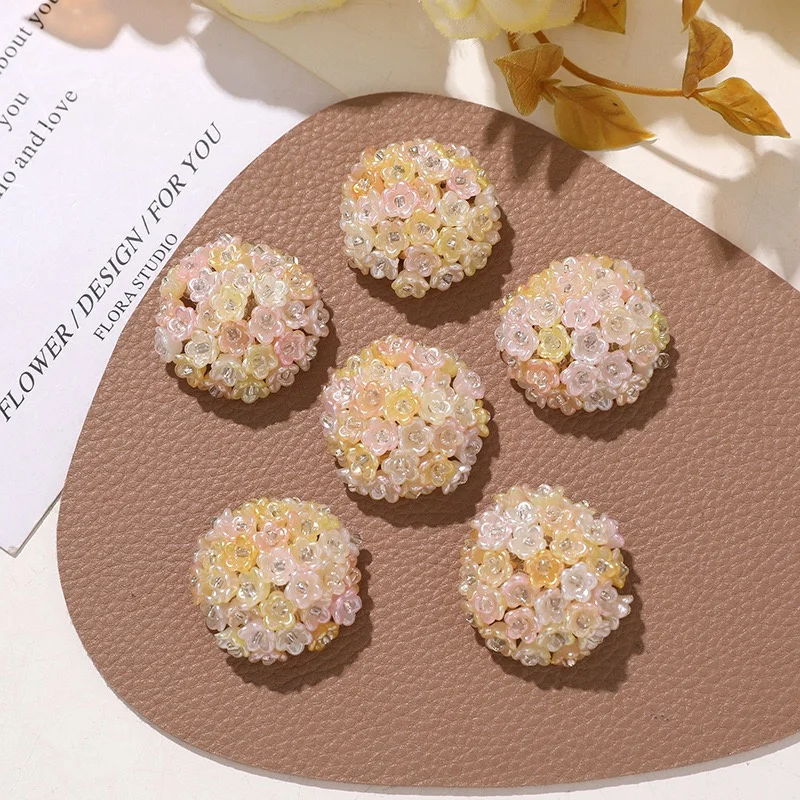 

Min order 10pcs/lot 26mm glass acrylic flowers beads decoration geometry rounds shape cabochon bead diy jewelry hair accessory