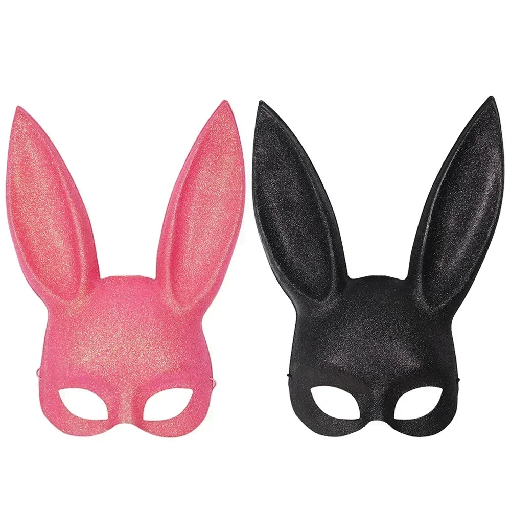 Cute Bunny Long Ears Bondage Mask Halloween Masquerade Sexy Rabbit Ears Mask