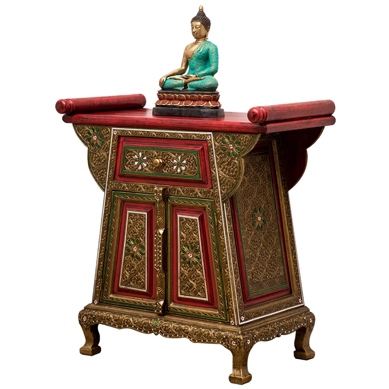 Thai solid wood entryway cabinet for table, Thai household Buddha table for Taiwan incense case, Southeast Asian style furniture