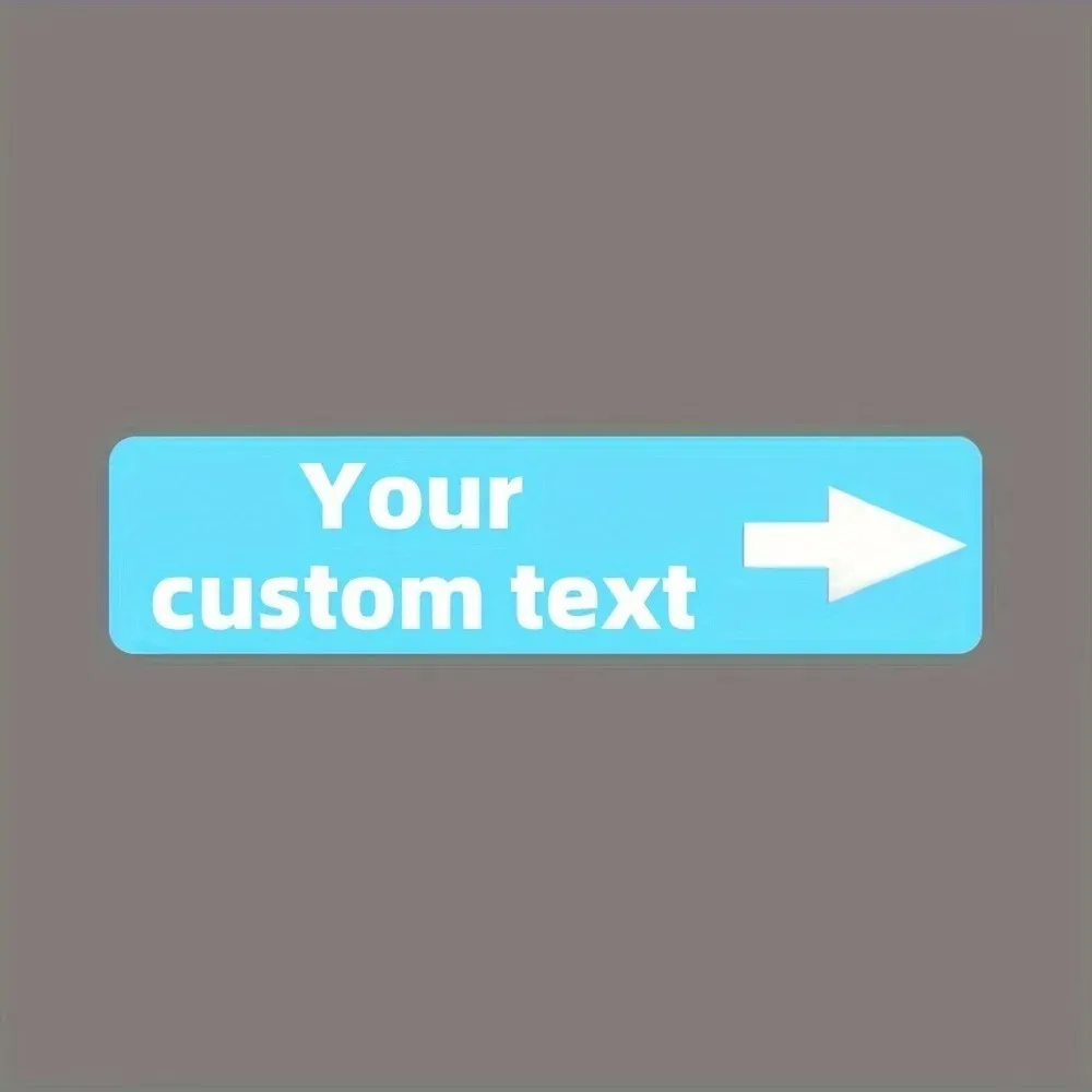 Waterproof 2D Flat Light Blue Right Arrow Aluminum Sign 40×10cm Personalized Text Wall Decor Only Decoration