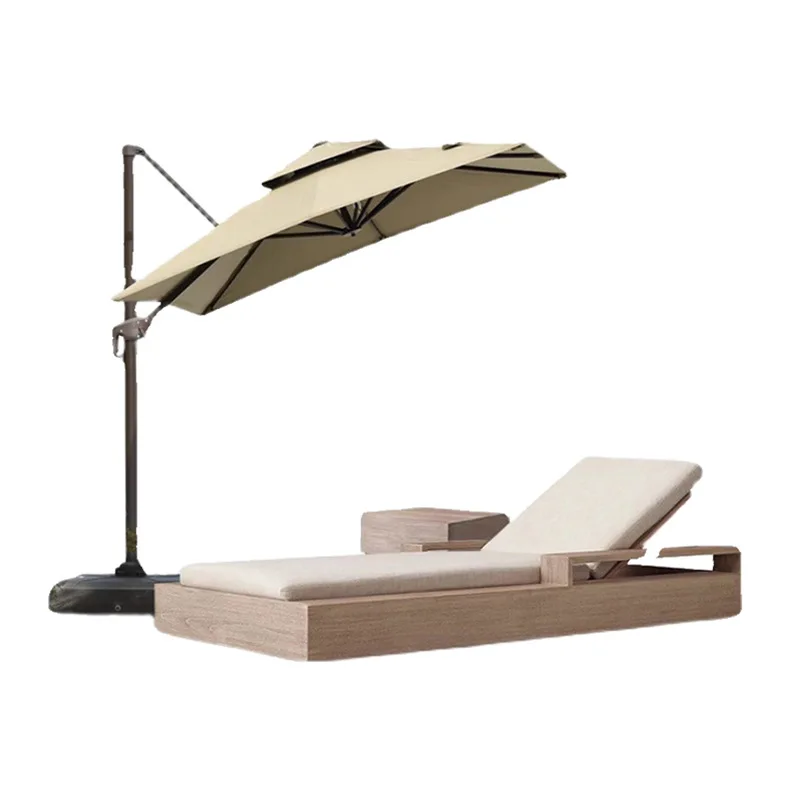 

High-end solid wood, outdoor garden courtyard bed, terrace furniture outdoor hotel beach sun loungers