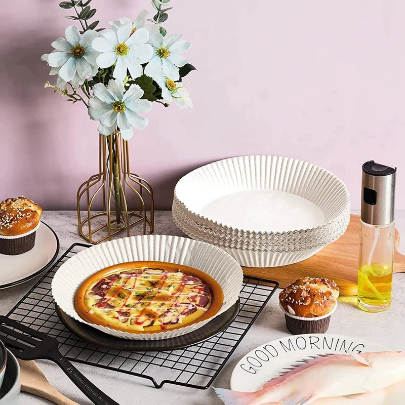 ABHU Air Fryer Disposable Paper Liner,150PCS Non-Stick Disposable Air Fryer Liners,Baking Paper For Air Fryer Oil-Proof