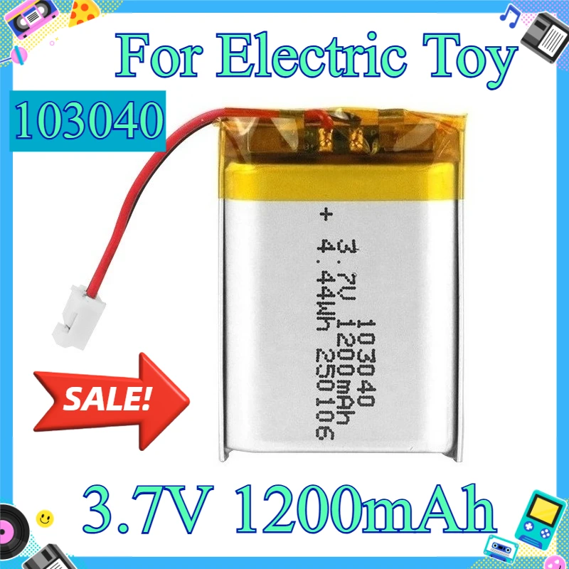 103040 Lithium Polymer Battery 3.7V 1200mAh Rechargeable Li‑Po Battery For Electric Toy Beauty Instrument LED Light Bluetooth