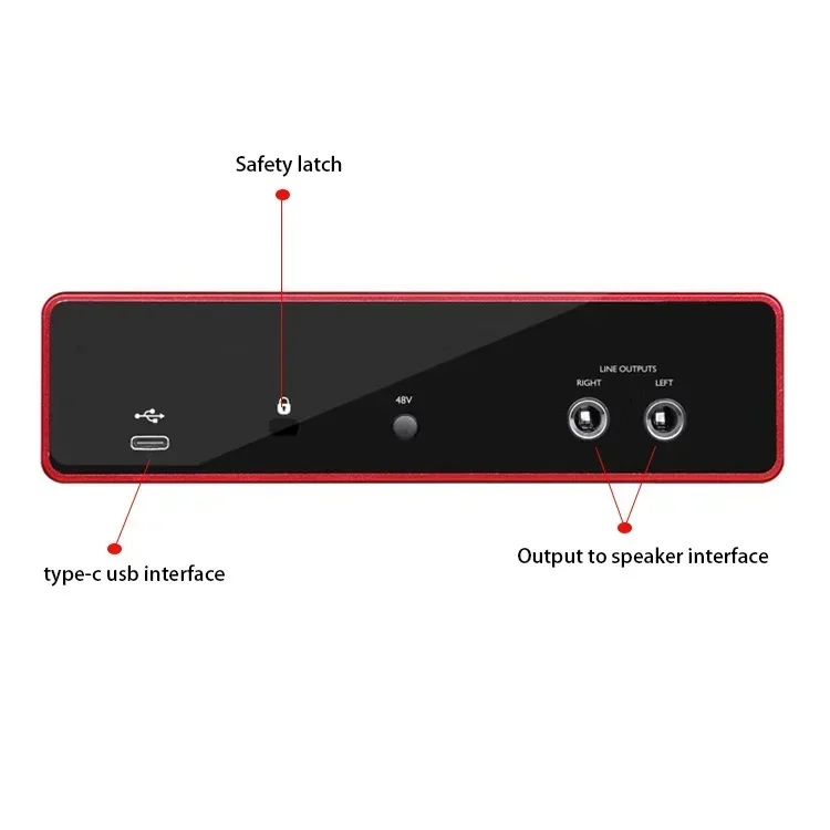 Interface de áudio usb de 2 canais, misturador de microfone de podcast, placa de som profissional