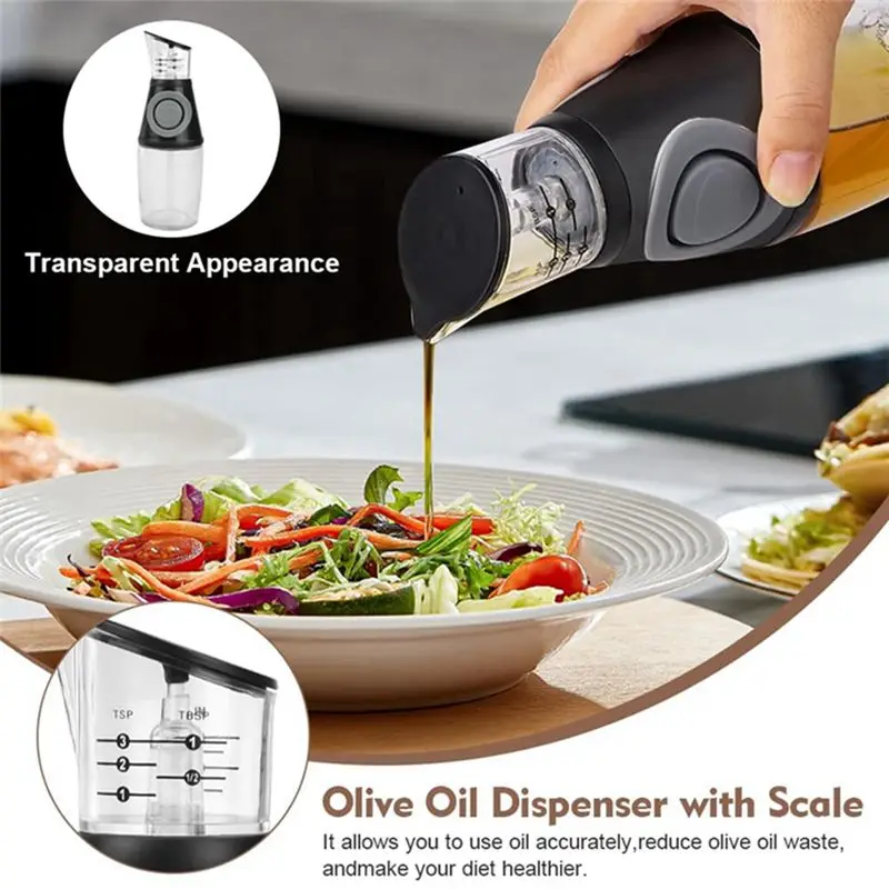 AA73 Glass Olive Oil Dispenser Oil Dispenser Bottle With Dosing Pump And Measuring Cup 250ML With Cleaning Brush