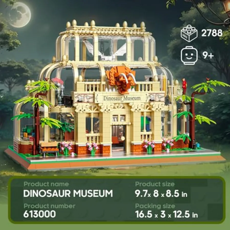 Mini Building Set for Adults Dinosaur Museum Toy with LED Light Jurassic World Dino Fossils Building Block Kit Architecture Mod - view 2