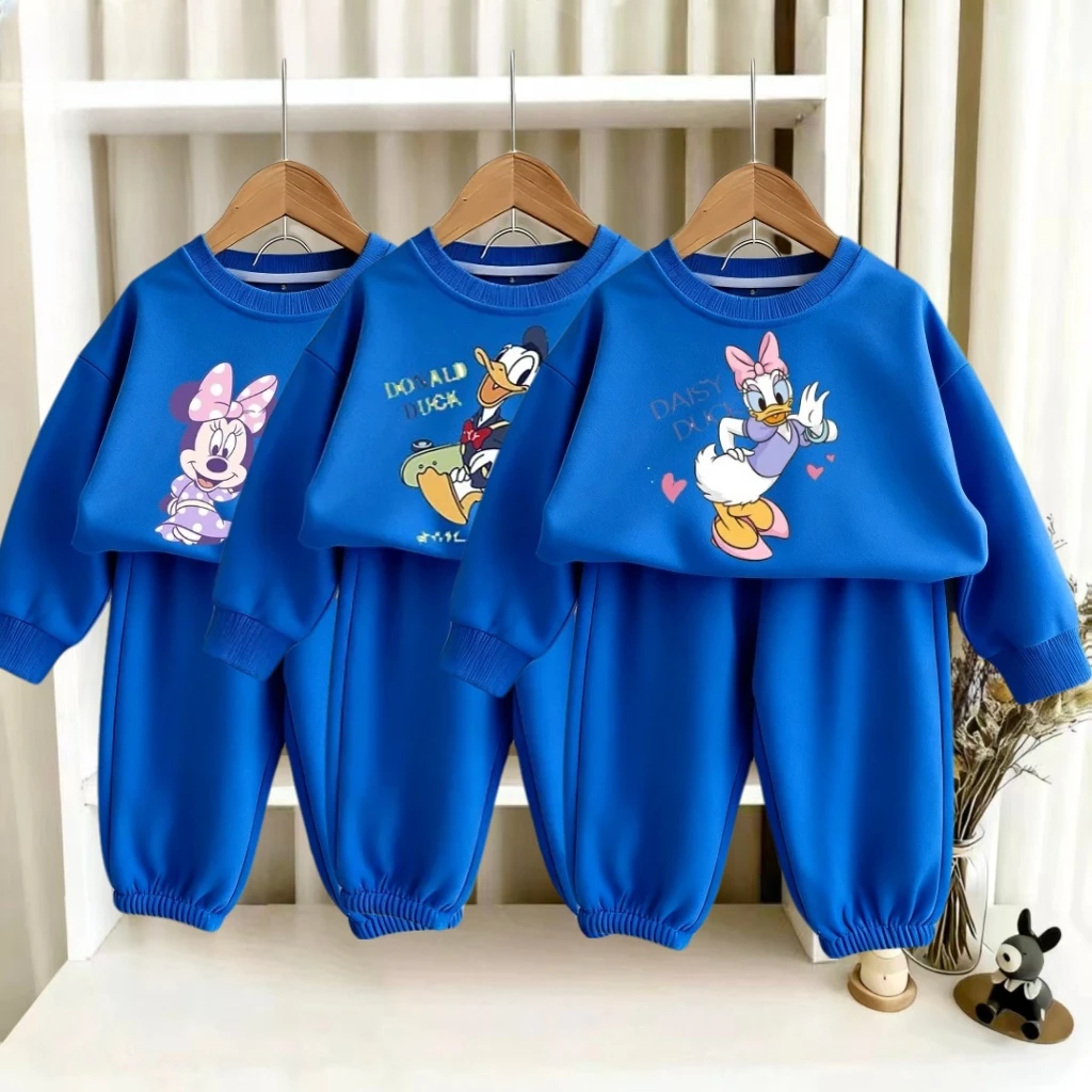 

Синие комплекты Disney для малышей, два комплекта, одежда с персонажем Минни Дональда и Дейзи, топы с круглым вырезом до 6 лет, пуловеры для маленьких девочек