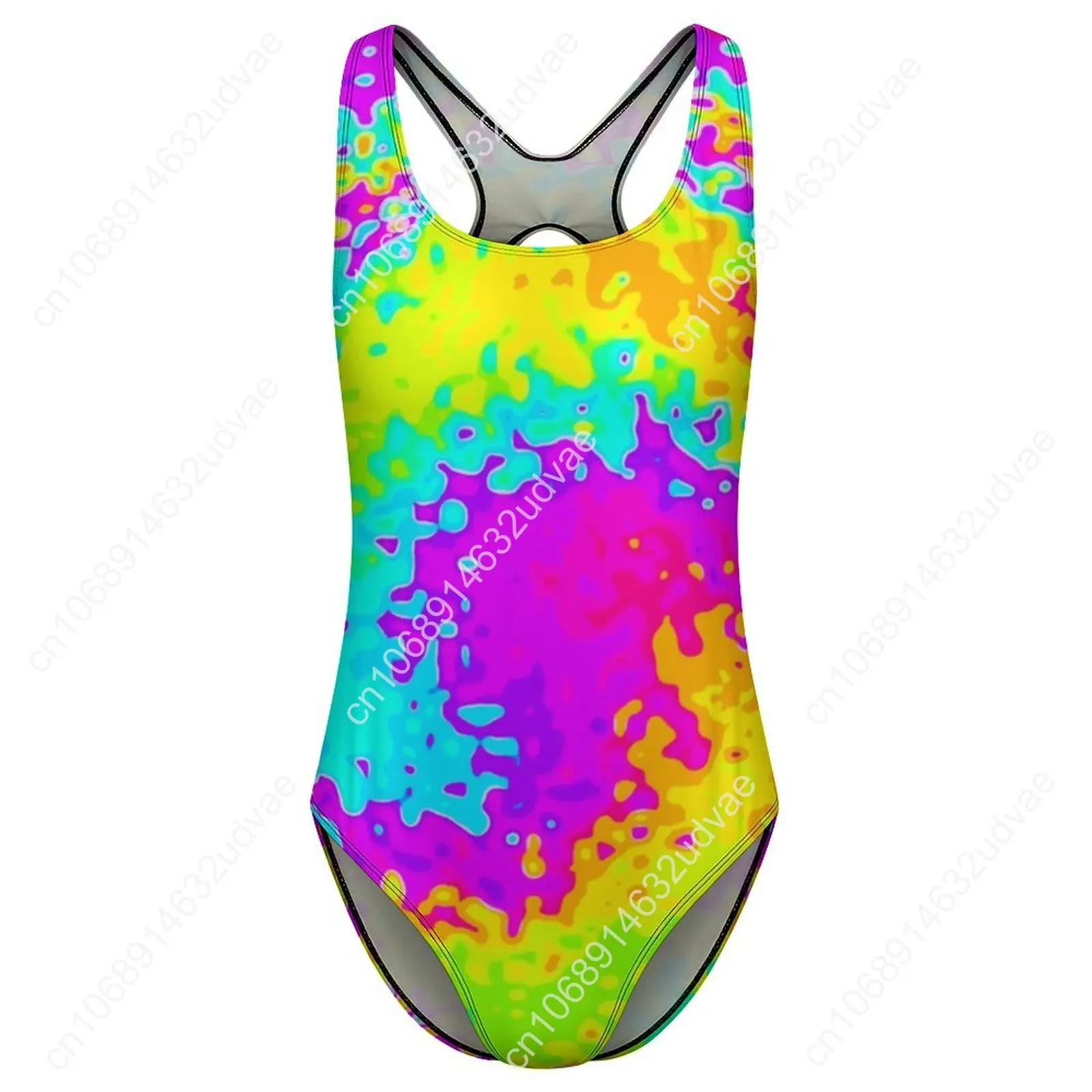 Traje de baño amarillo Tie Dye, traje de baño Sexy con estampado psicodélico de una pieza, trajes de baño Push Up, ropa de playa elegante para Fitness