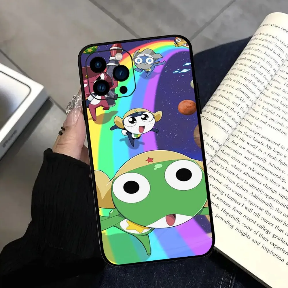 K-Keroro G-gunsou Frog Cartoon  Phone Case  For iPhone 11 12 13 14 15 Pro Max Mini Plus XS XR X Black Silicone Soft Case