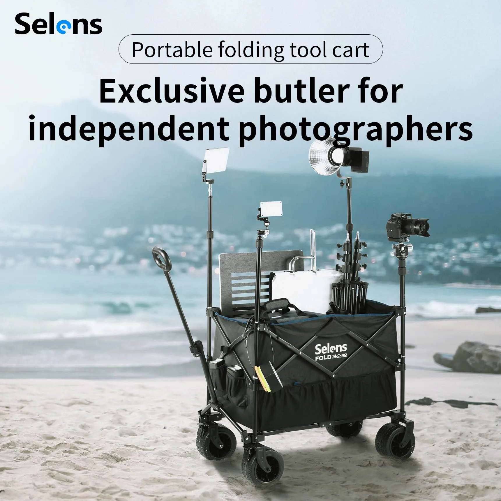 

Selens Newest Foldable Outdoor Tool Cart Multifunction Portable Photography Equipment Storage Tool Car Photo Studio Kits Tripod