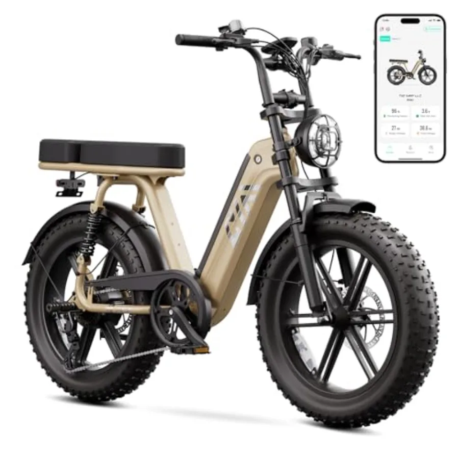 

Electric Bike for Adults 1500W Peak Motor 28 MPH 60/100 Miles Fat Tire Ebike with 48V 15Ah/25Ah Removable Battery 20 Fat Tire E