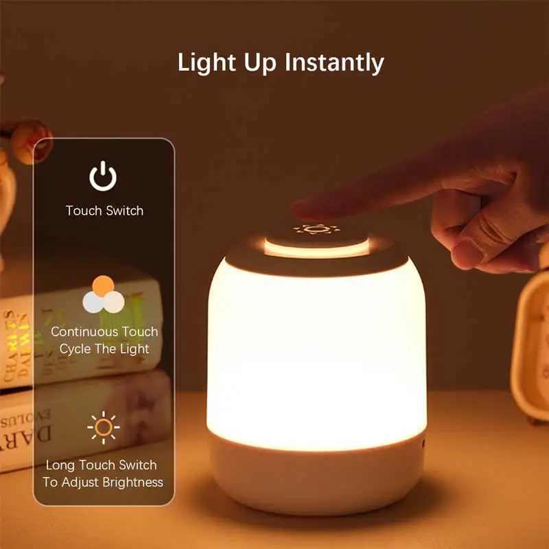 LED  Night Lights, 3 Brightness USB Rechargeable Table Lamp, Portable Bedside Light, for Bedroom,Garage,Bedroom Study Room