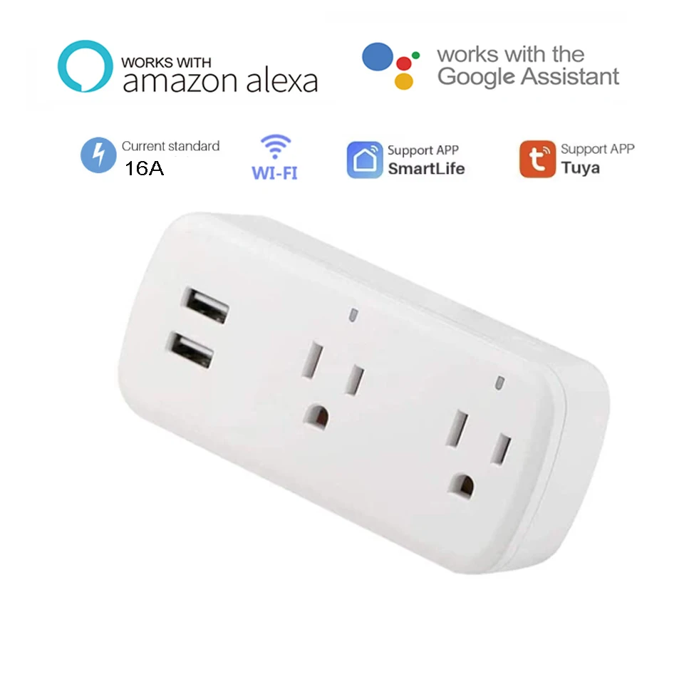 

Умная розетка с двумя USB-портами, 16 А, Wi-Fi