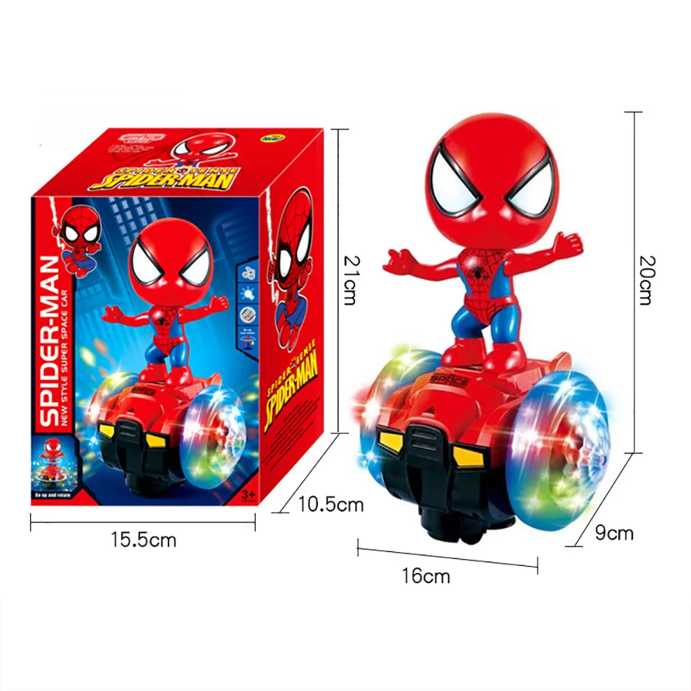 Spiderman Anime Figure Toys Cars Marvel Action Dolls Balance Cars Music Electric Kart Model Children's Toys Gifts for Boys Girls