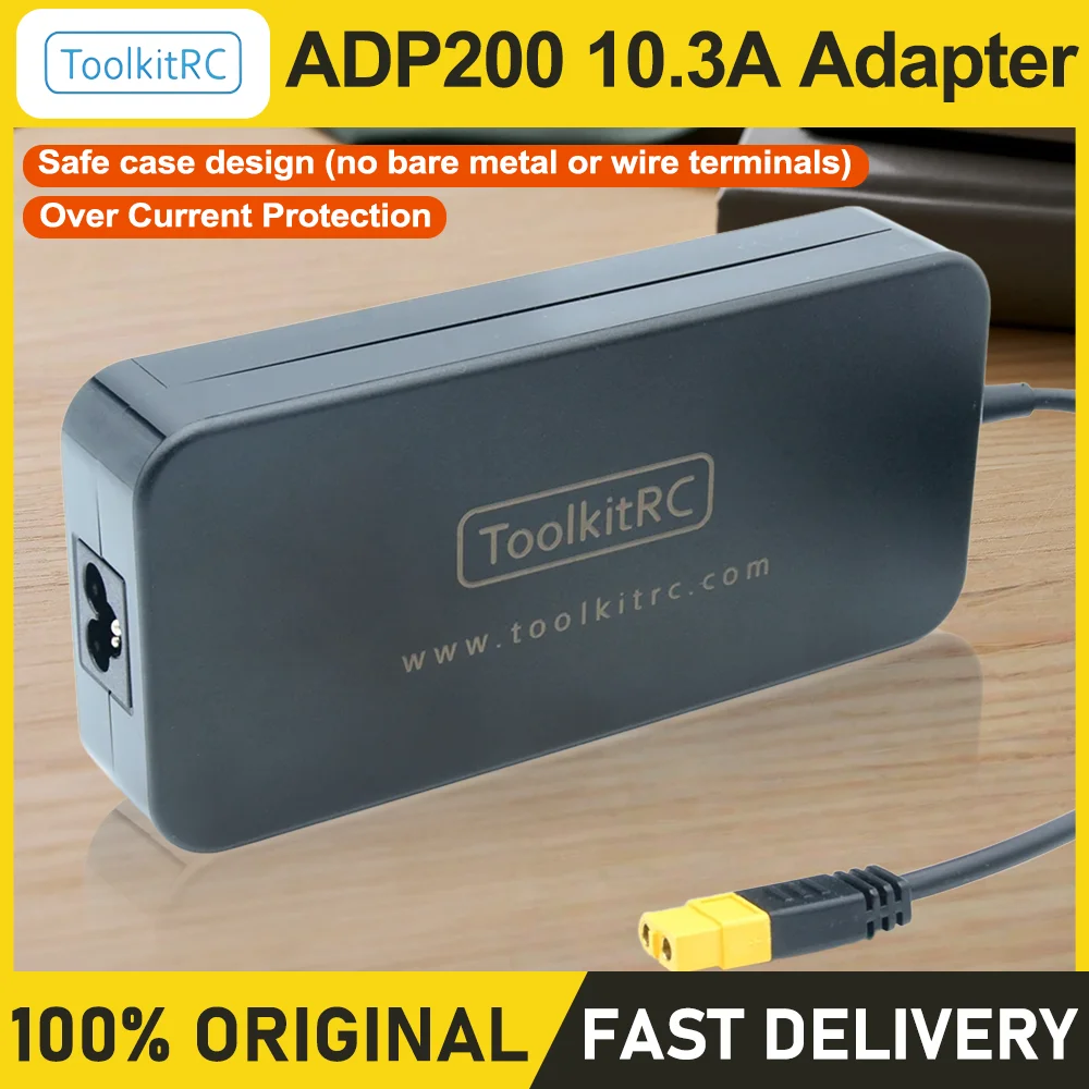 

ToolkitRC ADP200 Блок питания 200 Вт 19,5 В 10,3 А XT60 Интерфейсный адаптер зарядного устройства, совместимый с ISDT Q6 T6 T8 M6 M9