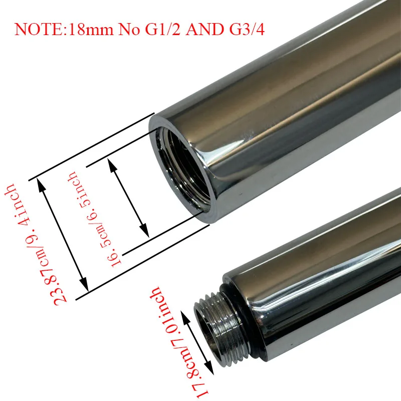 20/30/40/50cm Bathroom Shower Extension tube Installation specification 18mm Round Extension Bar Pipe Bathroom Accessories