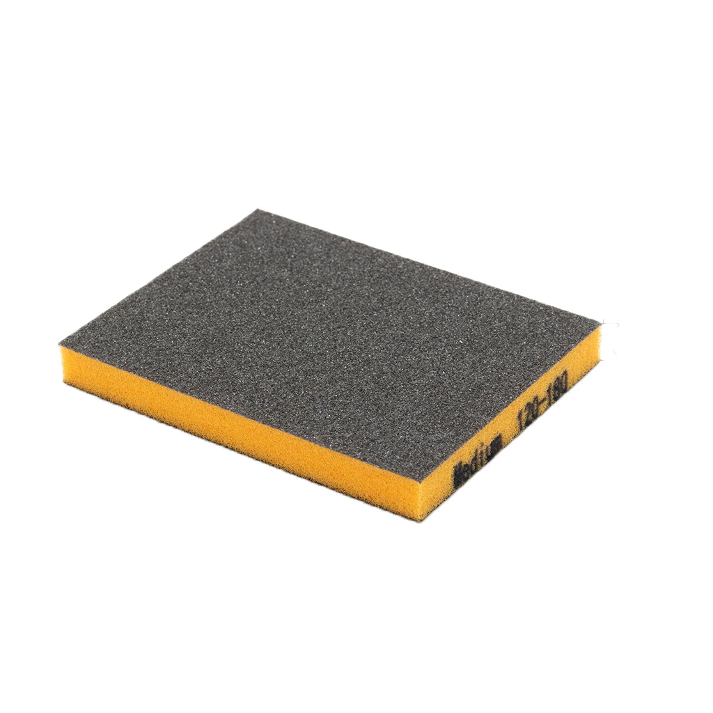 Double Sided Sponge Block 120x98x13mm for Wood Metal Polishing Sanding Furniture Musical Instruments Curved Finish