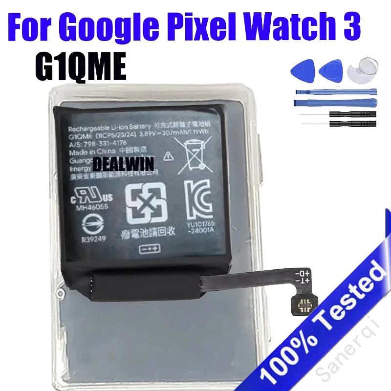 

Full 307mAh G1QME For Google Pixel Watch 3 41mm Smartwatch Battery Bateria + tools