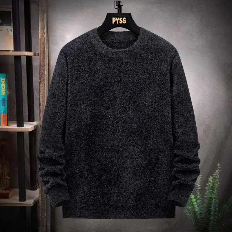 Plus Size Men's Sweater Wool Warm Pullovers O-Neck Knit Winter Fit Tops Male Thick Knitwear Mens Bottoming Shirt 8XL 7XL 6XL 5XL