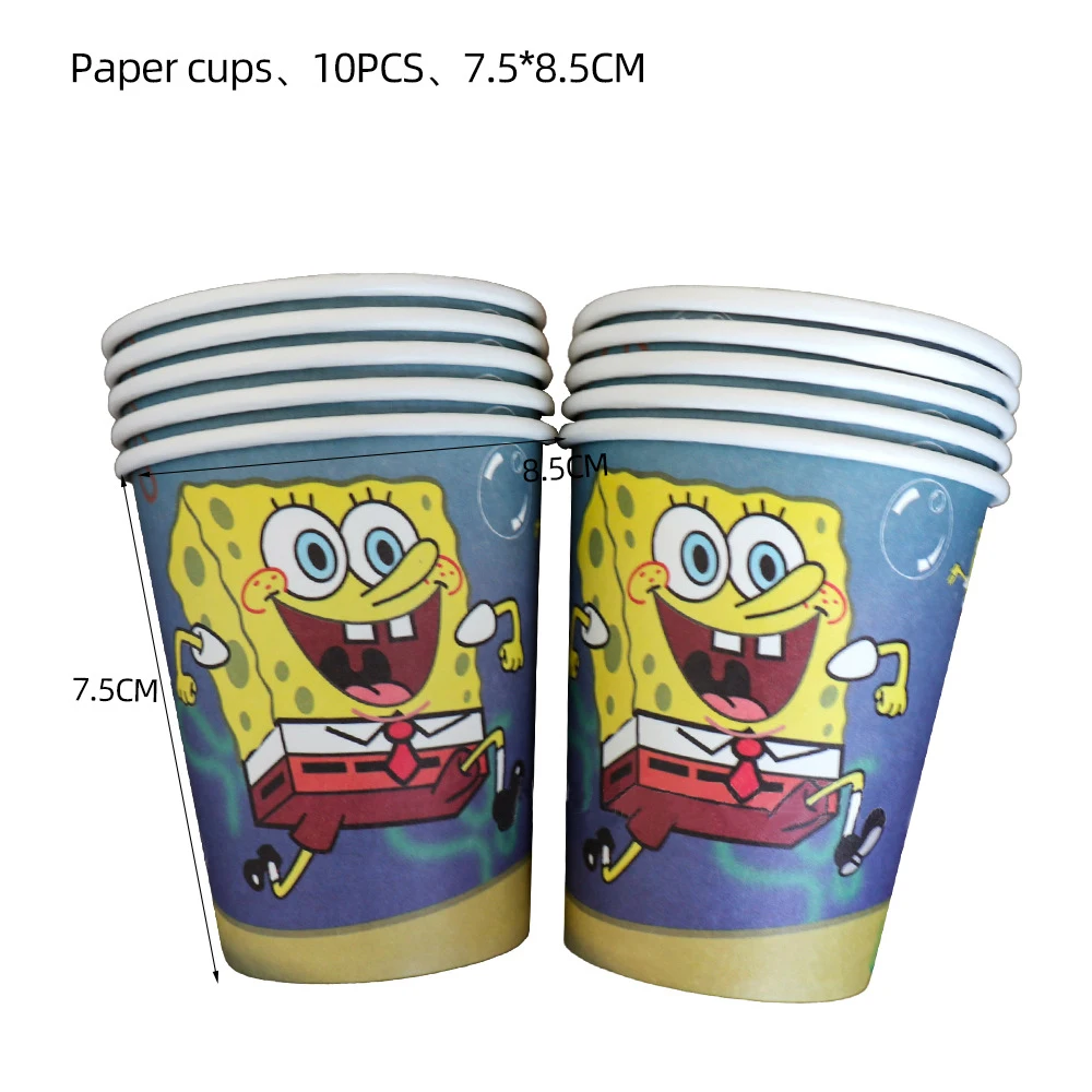 Cartoon Sponge-Bob Kids Faovrs Birthday Party Supplies Tableware Set Party Decoration Cup Plate Balloon Baby Shower Backdrop