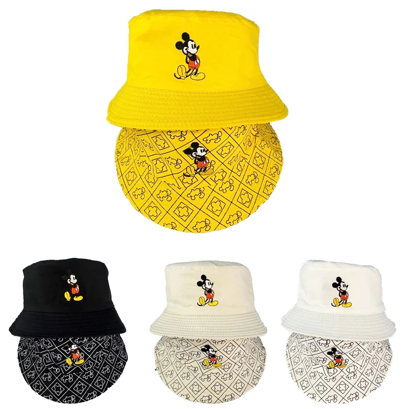 Mickey Mouse Cartoon Universal Fisherman Hat Double-sided Printing Cotton Cap Birthday For Kids Gifts Circumference 56-58cm