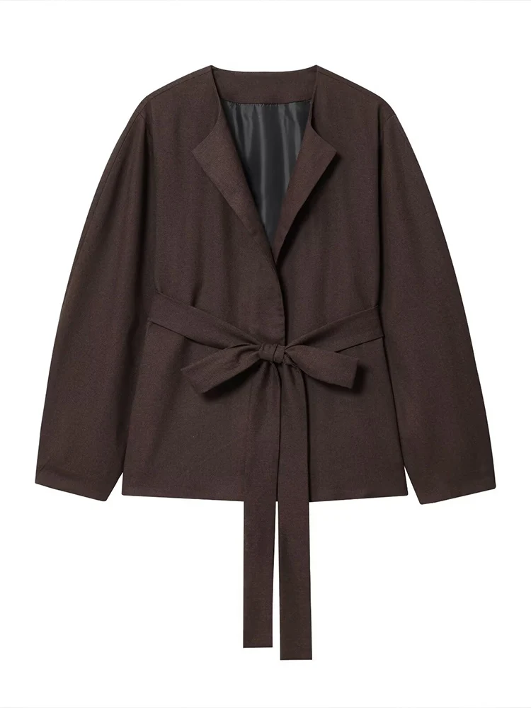 Europese stijl nieuwe damesmode veelzijdig temperament eenvoudige effen kleur met riem kimono-stijl jas