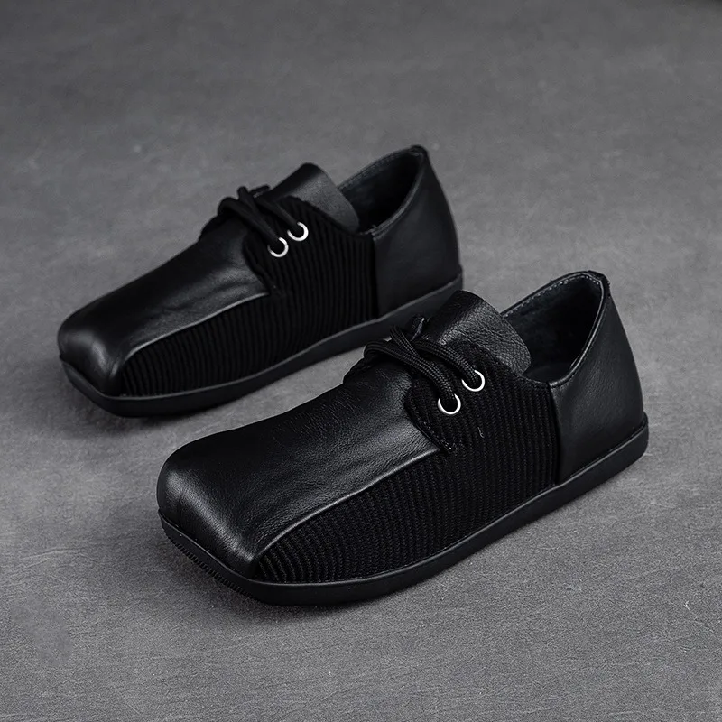 

Birkuir Лоферы на шнуровке Туфли на плоской подошве для женщин Мягкая подошва Ретро разноцветные женские туфли Сшитая натуральная кожа Роскошная роскошная обувь