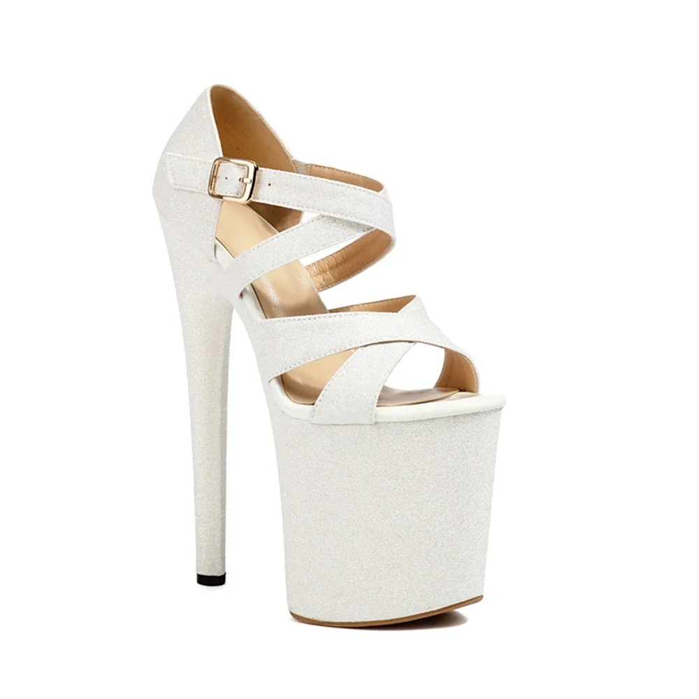 

Women Sandals Summer High Heels Open Toed Sandals Thick Soled Dress Bridal Shoes Party Cross Buckle Sexy Work Clothes