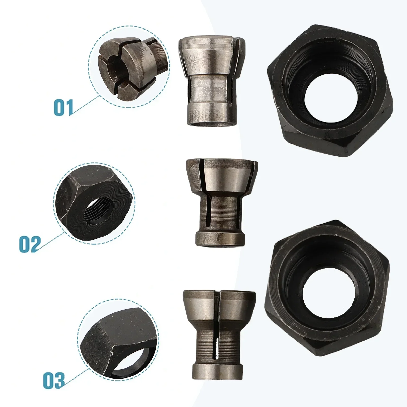 Imagem -04 - Adaptador de Mandril com Porca M17 Gravação Máquina de Corte Roteador Fresa Acesso mm 6.35 mm mm