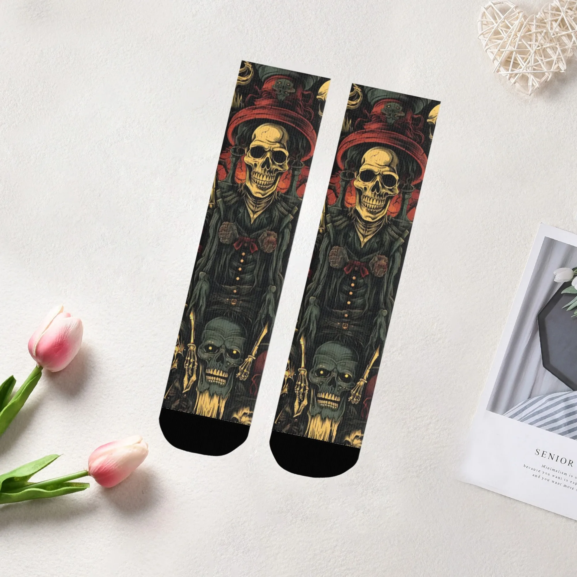 

Всесезонные носки унисекс Dark Art Skull Crew с готическим рисунком черепа с принтом клоуна, мягкие и теплые для ежедневного использования и любителей искусства ужасов