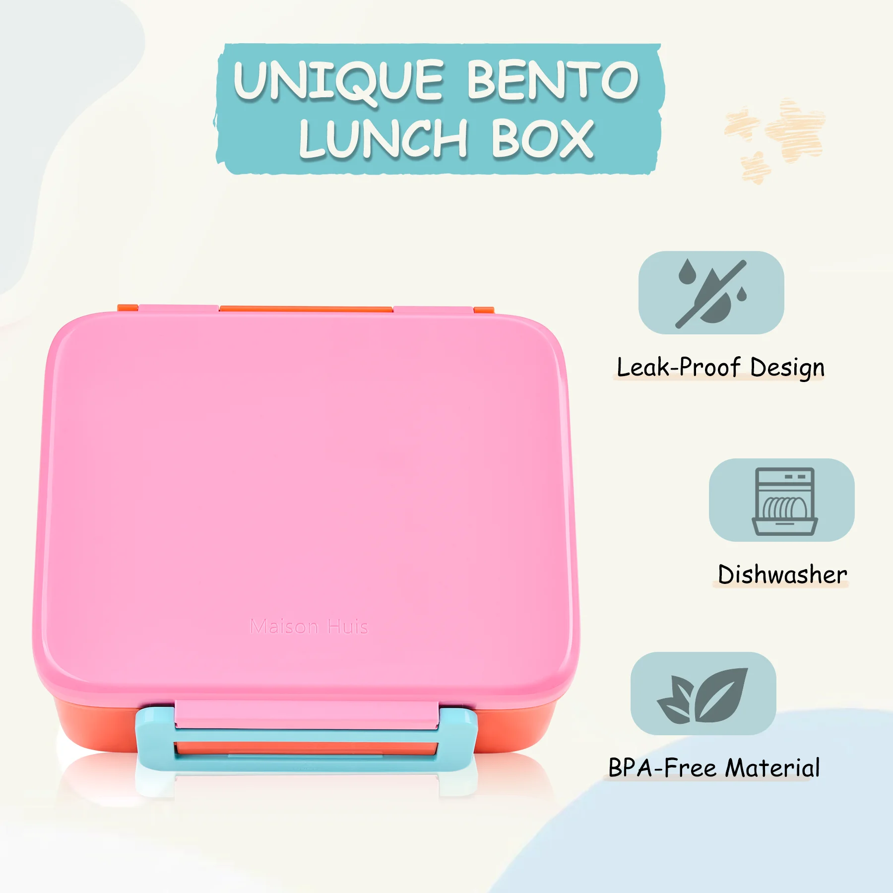 Bento Lunch Box for Kids with 8oz Soup Thermo Leak-Proof Lunch Food Containers with Snack Sauce Container for Kid Toddler Girls view 2