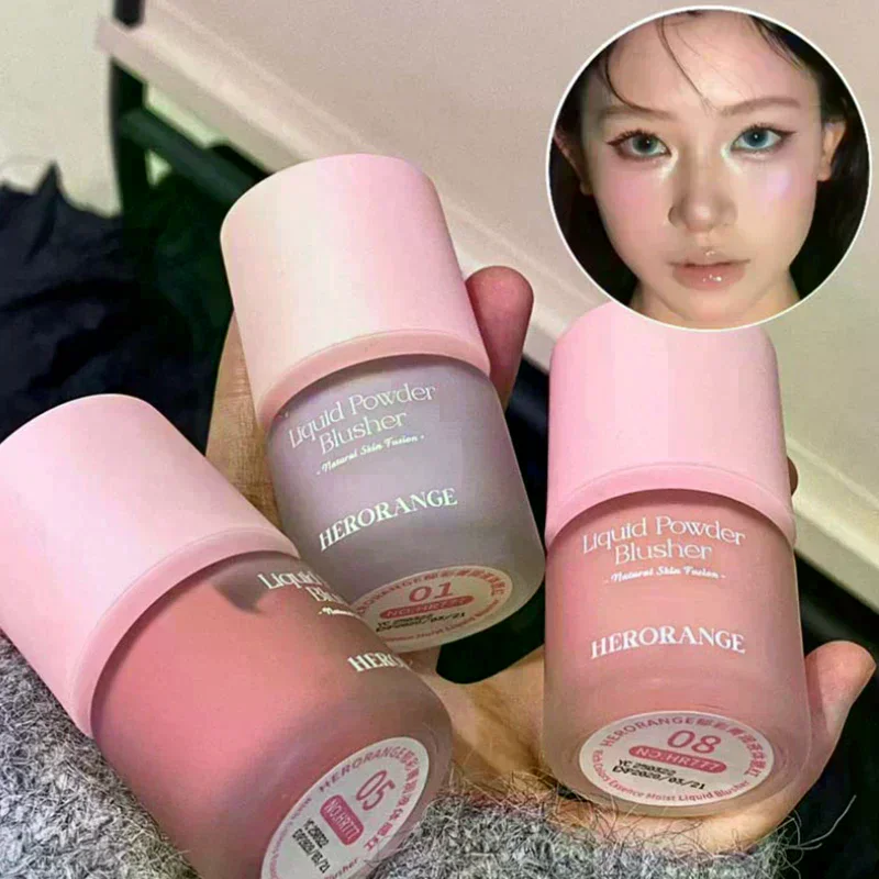 HERORANGE Liquid Blush Cheek Waterproof Lasting Brightening Natural Matte Rouge Contouring Low Saturated Blusher Korean Makeup