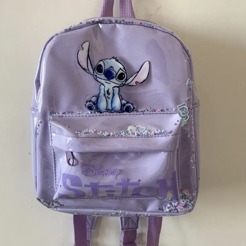 Disney Anime Stitch Backpack Cartoon Sequined Back Fashionable and Versatile Trendy Kindergarten School Bag Children Gifts