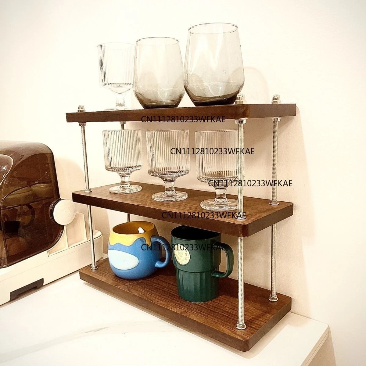 Medieval style shelf, kitchen shelf, desk compartment rack, workstation, desktop storage