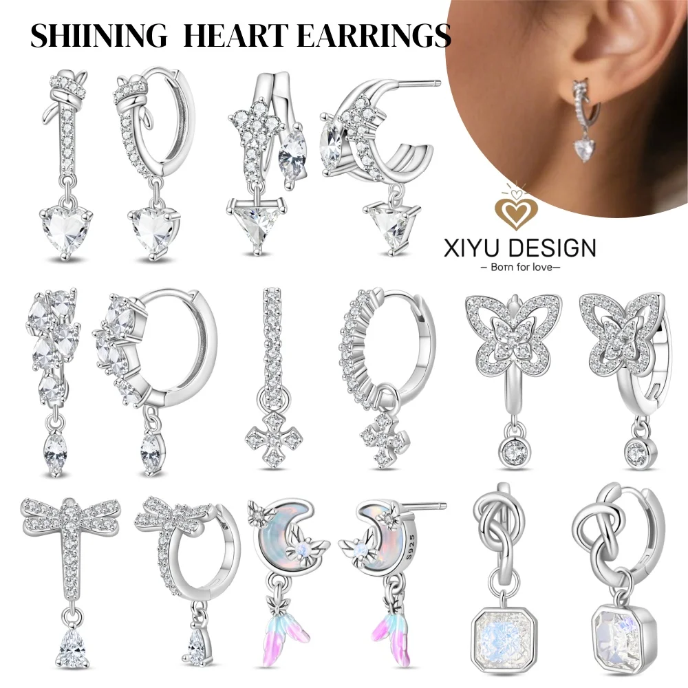 

Original 925 Sterling Silver Infinite Love Butterfly Hoop Earrings Full Sparkling Zircon for Women Luxury Valentine's Day Gift