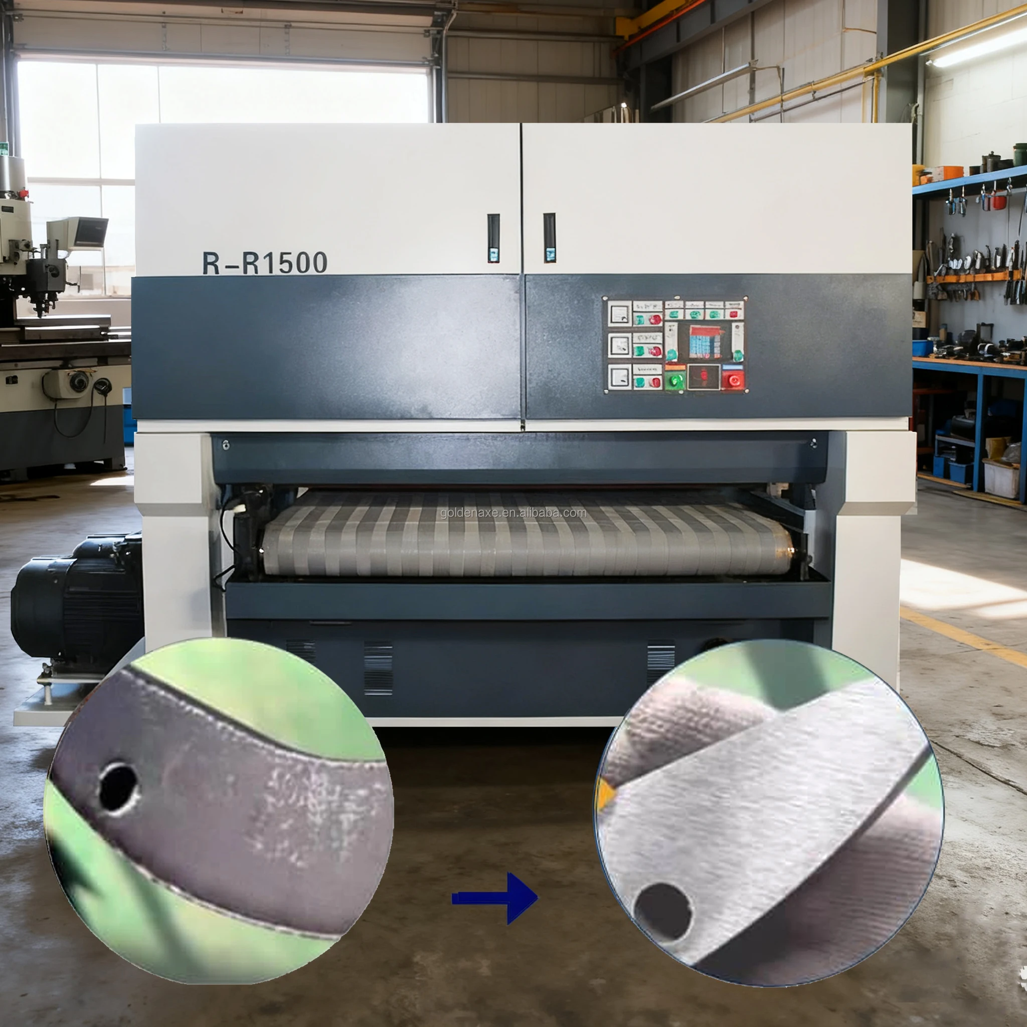 G&A Brand RP1500 37KW Engine Powered Wet Metal Stainless Steel Sheet Sander Water Abrasive Belt Sanding Machine Flat Polishing
